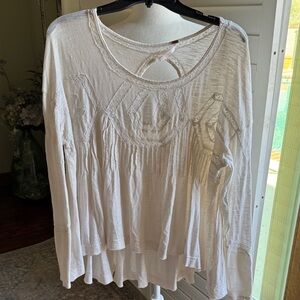 Free People Cream Blouse with Intricate Design